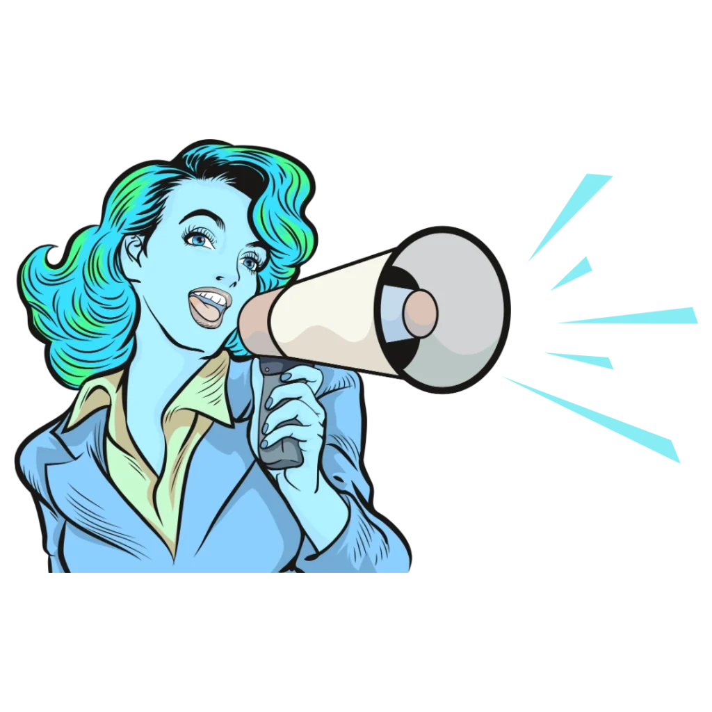 donna con megafono stile pop